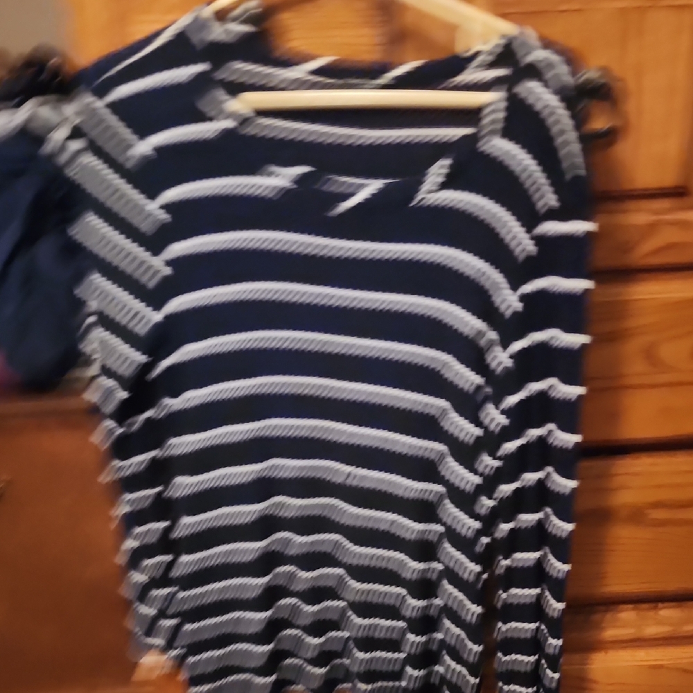 Cha Cha Vente Navy and White Striped Long Sleeve Top
